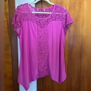 Chic Fuchsia Lace Women's Blouse